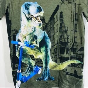 Cat & Jack Green T-Rex on a scooter t-shirt Size L